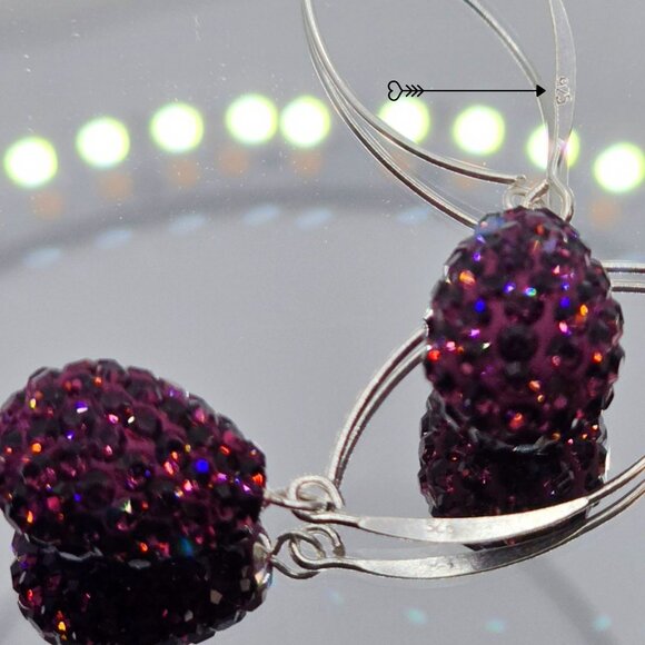 Hand Crafted Purple Drop Earrings - Picture 7 of 9